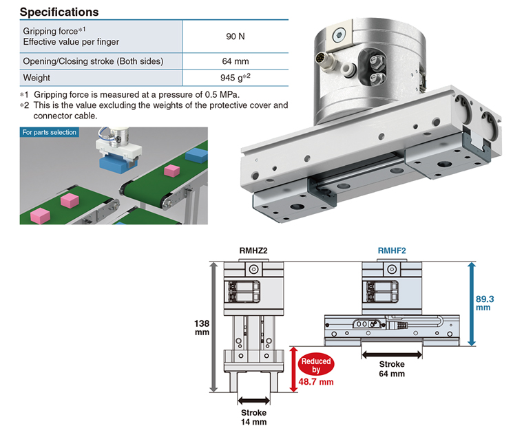 Bộ kẹp khí dành cho rô-bốt cộng tác/Loại hành trình dài RMHF2