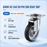 Bánh Xe Đẩy Cao Su Phi 200 (20cm) Xoay 360°, Tải Trọng 255kg/bánh, WJ-200